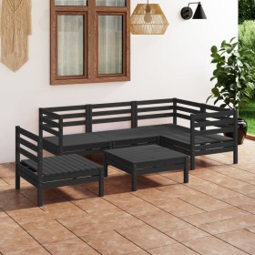 Gartenmöbel-Set 6-teilig aus massivem schwarzem Kiefernholz von vidaXL, Gartensets - Ref: Foro24-3082726, Preis: 307,99 €, Ra...