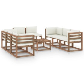 9-piece garden furniture set with cream cushions by vidaXL, Garden sets - Ref: Foro24-3067538, Price: 661,40 €, Discount: %