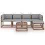 6-piece garden furniture set with gray cushions by vidaXL, Garden sets - Ref: Foro24-3067393, Price: 358,99 €, Discount: %