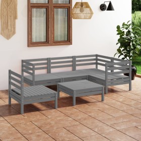 Gartenmöbel-Set 6-teilig aus massivem Kiefernholz grau von vidaXL, Gartensets - Ref: Foro24-3082724, Preis: 311,10 €, Rabatt: %