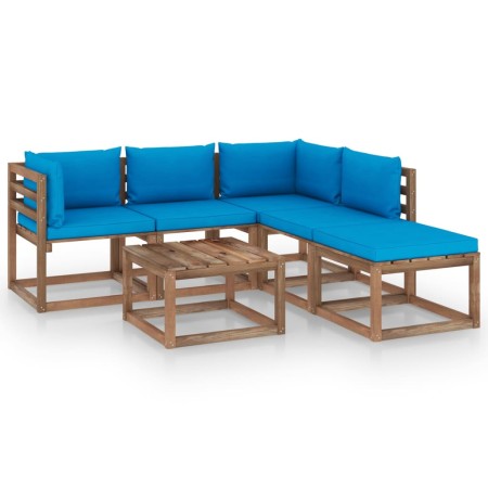 6-piece pallet garden furniture with impregnated wood cushions by vidaXL, Garden sets - Ref: Foro24-3067444, Price: 346,99 €,...