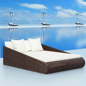 Brown synthetic rattan garden bed lounger 110x200 cm by vidaXL, Outdoor beds - Ref: Foro24-42666, Price: 291,99 €, Discount: %