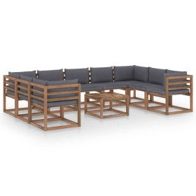 10-piece garden furniture set with anthracite gray cushions by vidaXL, Garden sets - Ref: Foro24-3067512, Price: 624,34 €, Di...