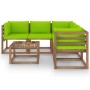 Set de muebles de jardín 6 pzs madera impregnada cojines verde de vidaXL, Conjuntos de jardín - Ref: Foro24-3067427, Precio: ...