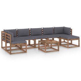 Set de muebles de jardín 8 piezas con cojines gris antracita de vidaXL, Conjuntos de jardín - Ref: Foro24-3067500, Precio: 48...