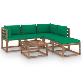 6-piece pallet garden furniture with impregnated wood cushions by vidaXL, Garden sets - Ref: Foro24-3067445, Price: 311,99 €,...