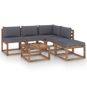 6-piece pallet garden furniture with impregnated wood cushions by vidaXL, Garden sets - Ref: Foro24-3067428, Price: 348,99 €,...