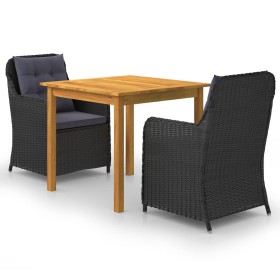 Juego de comedor para jardín 3 piezas negro de vidaXL, Conjuntos de jardín - Ref: Foro24-3067725, Precio: 430,82 €, Descuento: %