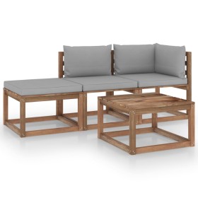 4-piece pallet garden set with impregnated pine wood cushions by vidaXL, Garden sets - Ref: Foro24-3067321, Price: 220,99 €, ...