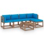 6-piece garden furniture set with light blue cushions by vidaXL, Garden sets - Ref: Foro24-3067396, Price: 346,73 €, Discount: %