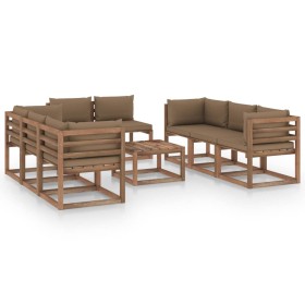 Juego de muebles de jardín 9 piezas con cojines gris taupe de vidaXL, Conjuntos de jardín - Ref: Foro24-3067544, Precio: 675,...