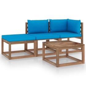 4-piece pallet garden set with impregnated pine wood cushions by vidaXL, Garden sets - Ref: Foro24-3067324, Price: 236,99 €, ...