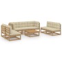 Garden furniture 8 pieces with cushions made of solid pine wood by vidaXL, Garden sets - Ref: Foro24-3076477, Price: 781,99 €...