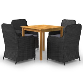 Juego de comedor para jardín 5 piezas negro de vidaXL, Conjuntos de jardín - Ref: Foro24-3067726, Precio: 668,99 €, Descuento: %