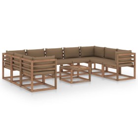 10-teiliges Gartenmöbel-Set mit taupefarbenen Kissen von vidaXL, Gartensets - Ref: Foro24-3067520, Preis: 707,99 €, Rabatt: %