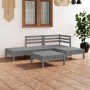 Juego de muebles de jardín 5 piezas madera maciza de pino gris de vidaXL, Conjuntos de jardín - Ref: Foro24-3082624, Precio: ...