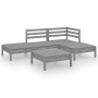 Garden furniture set 5 pieces solid gray pine wood by vidaXL, Garden sets - Ref: Foro24-3082624, Price: 243,99 €, Discount: %