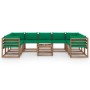 10-piece garden furniture set with green cushions by vidaXL, Garden sets - Ref: Foro24-3067517, Price: 550,99 €, Discount: %