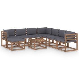 Garden furniture 9 pieces with anthracite gray cushions by vidaXL, Garden sets - Ref: Foro24-3067548, Price: 611,99 €, Discou...