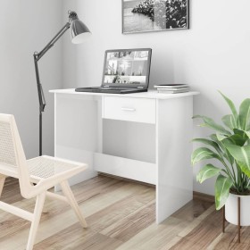 Glossy white chipboard desk 100x50x76 cm by vidaXL, Desks - Ref: Foro24-800555, Price: 60,40 €, Discount: %