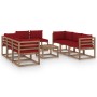 Juego de muebles de jardín 9 piezas con cojines rojo tinto de vidaXL, Conjuntos de jardín - Ref: Foro24-3067545, Precio: 521,...