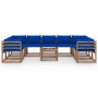 10-piece garden furniture set with blue cushions by vidaXL, Garden sets - Ref: Foro24-3067522, Price: 550,99 €, Discount: %