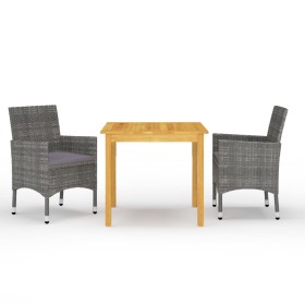 Juego de comedor de jardín de 3 piezas gris de vidaXL, Conjuntos de jardín - Ref: Foro24-3067668, Precio: 245,99 €, Descuento: %