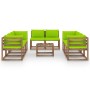 Juego de muebles de jardín 9 piezas con cojines verde brillante de vidaXL, Conjuntos de jardín - Ref: Foro24-3067547, Precio:...