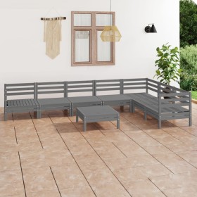 Gartenmöbel-Set 8-teilig aus massivem grauem Kiefernholz von vidaXL, Gartensets - Ref: Foro24-3083021, Preis: 410,99 €, Rabat...