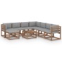 Garden furniture 9 pieces with gray cushions by vidaXL, Garden sets - Ref: Foro24-3067549, Price: 611,70 €, Discount: %