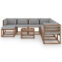 Garden furniture 9 pieces with gray cushions by vidaXL, Garden sets - Ref: Foro24-3067549, Price: 611,70 €, Discount: %