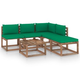 6-piece pallet garden furniture with impregnated wood cushions by vidaXL, Garden sets - Ref: Foro24-3067433, Price: 328,84 €,...