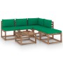 6-piece pallet garden furniture with impregnated wood cushions by vidaXL, Garden sets - Ref: Foro24-3067433, Price: 328,99 €,...