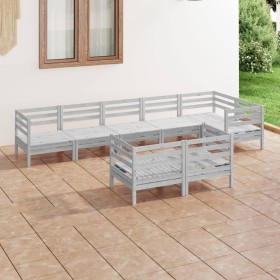 Gartenmöbel-Set 8-teilig aus massivem grauem Kiefernholz von vidaXL, Gartensets - Ref: Foro24-3082926, Preis: 413,99 €, Rabat...