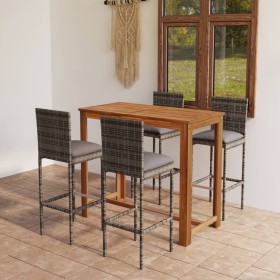 5-piece garden bar set with gray cushions by vidaXL, Garden sets - Ref: Foro24-3067991, Price: 492,88 €, Discount: %