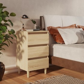 Bedside table solid Sonoma oak wood legs 40x35x69 cm by vidaXL, Nightstands - Ref: Foro24-805893, Price: 66,49 €, Discount: %