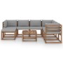 Garden furniture 8 pieces with gray cushions by vidaXL, Garden sets - Ref: Foro24-3067525, Price: 496,39 €, Discount: %