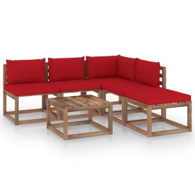 6-piece pallet garden furniture with impregnated wood cushions by vidaXL, Garden sets - Ref: Foro24-3067434, Price: 359,99 €,...