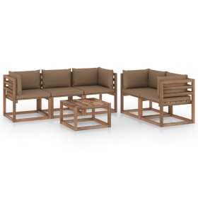 Juego de muebles de jardín 6 piezas con cojines taupe de vidaXL, Conjuntos de jardín - Ref: Foro24-3067412, Precio: 375,09 €,...