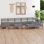 Gartenmöbel-Set 10-teilig aus massivem grauem Kiefernholz von vidaXL, Gartensets - Ref: Foro24-3083031, Preis: 500,75 €, Raba...