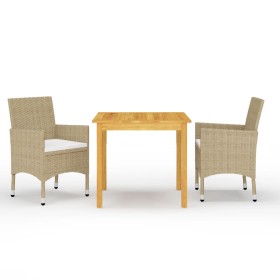 Juego de comedor de jardín de 3 piezas beige de vidaXL, Conjuntos de jardín - Ref: Foro24-3067669, Precio: 257,57 €, Descuent...