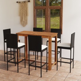 7-piece garden bar set with black cushions by vidaXL, Garden sets - Ref: Foro24-3067992, Price: 535,99 €, Discount: %