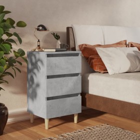 Bedside tables 2 units, gray concrete with wooden legs, 40x35x69 cm by vidaXL, Nightstands - Ref: Foro24-805896, Price: 117,3...