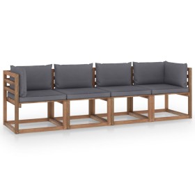 4-seater pallet sofa with impregnated pine wood cushions by vidaXL, Garden sets - Ref: Foro24-3067332, Price: 250,99 €, Disco...