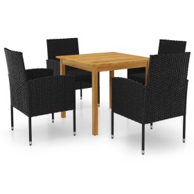 Juego de comedor para jardín de 5 piezas negro de vidaXL, Conjuntos de jardín - Ref: Foro24-3067743, Precio: 331,99 €, Descue...