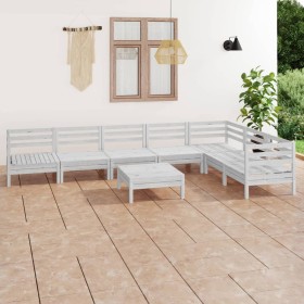 8-piece solid white pine wood garden furniture set by vidaXL, Garden sets - Ref: Foro24-3083020, Price: 411,59 €, Discount: %