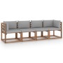 4-seater pallet sofa with pine wood cushions impregnated. by vidaXL, Garden sets - Ref: Foro24-3067333, Price: 250,99 €, Disc...