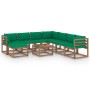 Garden furniture 9 pieces with green cushions by vidaXL, Garden sets - Ref: Foro24-3067553, Price: 576,55 €, Discount: %