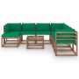 Garden furniture 9 pieces with green cushions by vidaXL, Garden sets - Ref: Foro24-3067553, Price: 576,55 €, Discount: %