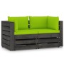 2-seater pallet sofa with gray cushions and impregnated pine wood by vidaXL, Garden sets - Ref: Foro24-3068167, Price: 245,63...